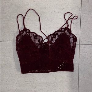 Free People Flocked Velvet Bralette
